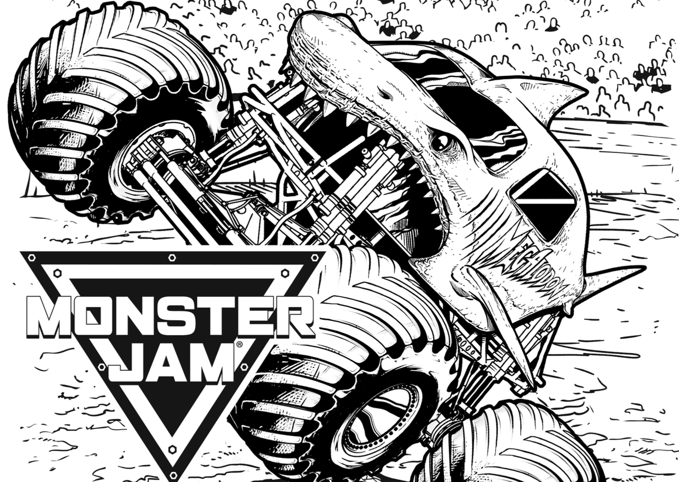 Megalodon – Monster Jam Colouring Sheet